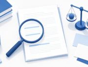 Magnifying glass, blank research notes, and balanced shapes on an editorial desk.