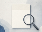 Blank document heading area with a magnifying glass and boundary line in blue and charcoal tones.