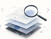 Layered abstract documents under a magnifying glass, suggesting evidence review and open technical questions.