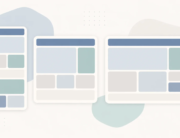 Abstract page panels rearranging across rounded screen shapes in muted neutral colours.